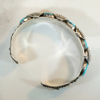 Signed Zuni Turquoise & Sterling Silver Cuff