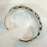 Signed Zuni Turquoise & Sterling Silver Cuff