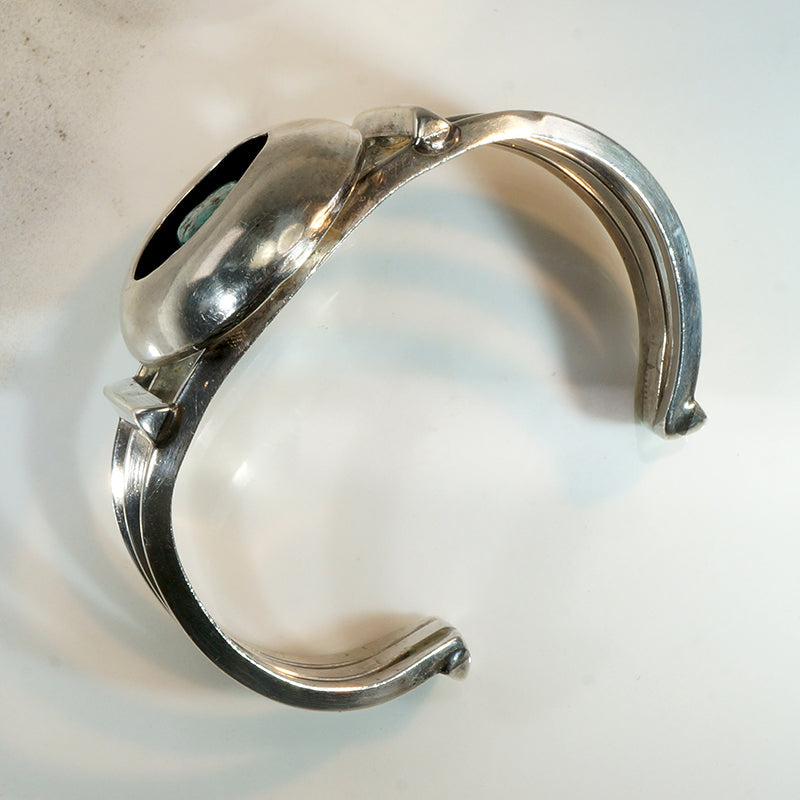 Uncanny Green Turquoise & Sterling Shadowbox Cuff