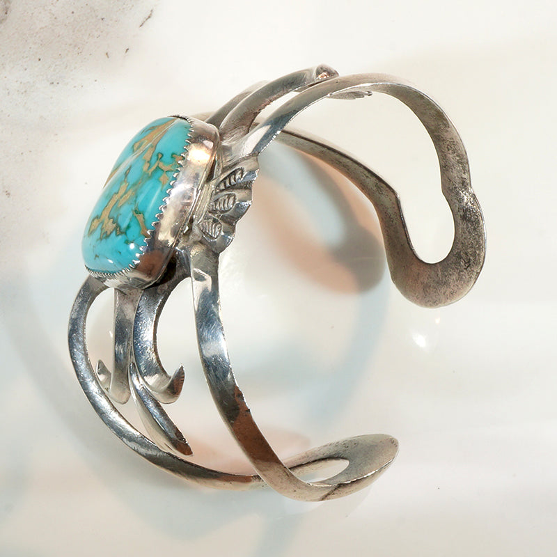 Exuberant Sand Cast Turquoise & Silver Cuff Bracelet