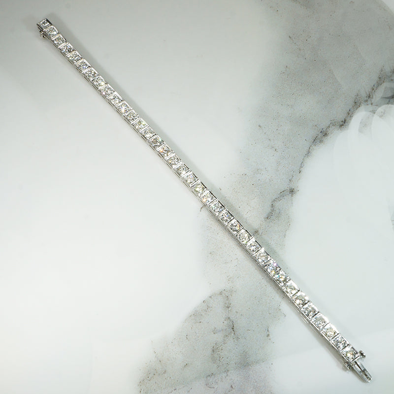 Shimmering Platinum and Diamond Vintage Line Bracelet