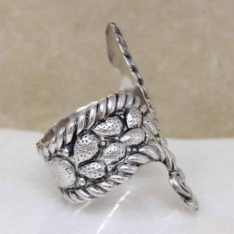 Whimsical Taxco Cactus Sterling Clamper Bracelet