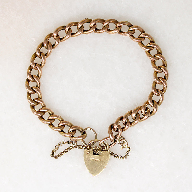 Charming English Rosy Gold Heart Lock Bracelet
