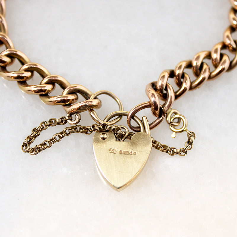 Charming English Rosy Gold Heart Lock Bracelet