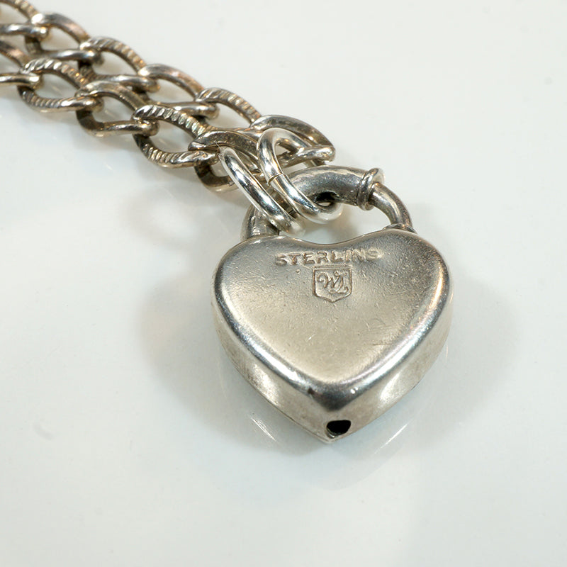 Repoussé Flower Heart Lock Bracelet by Walter Lampl