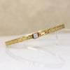 Engraved Gold Bangle Bracelet with Single Diamond