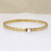 Engraved Gold Bangle Bracelet with Single Diamond