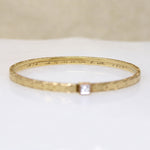 Engraved Gold Bangle Bracelet with Single Diamond