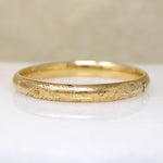 Shreve & Co Engraved Gold Bangle with Old Mine Cut Diamond