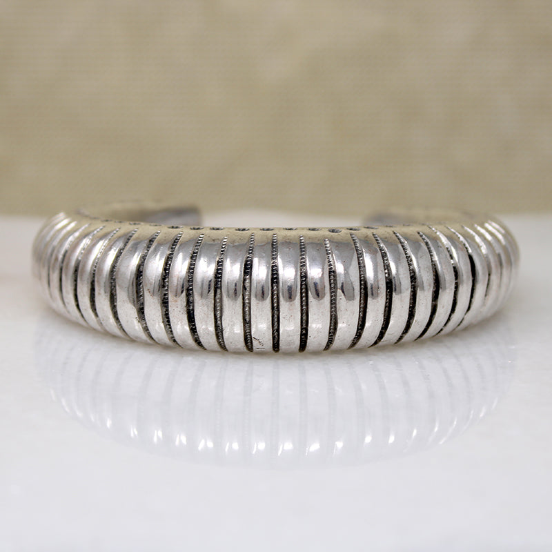 Chunky Silver Cuff with Interesting Pattern