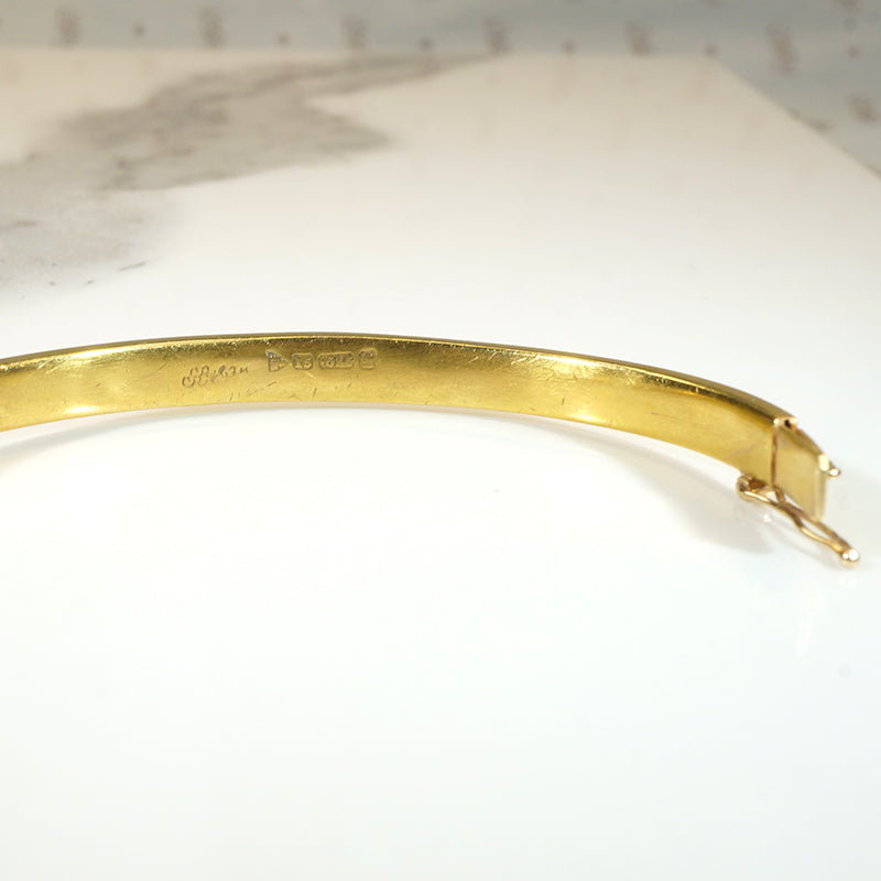 English 15ct Gold Bangle with Peridot & Diamonds