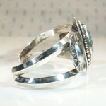 Dramatic 1950s Sterling & Turquoise Cuff Bracelet 