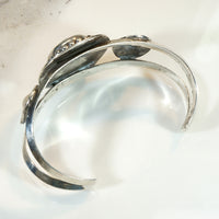 Dramatic 1950s Sterling & Turquoise Cuff Bracelet 