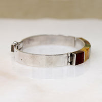 Mid Century Sterling Bracelet with Multi-Colored Amber