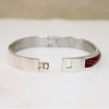 Substantial Mexican 950 Silver Bracelet with Red Inlay