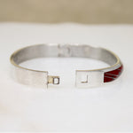 Substantial Mexican 950 Silver Bracelet with Red Inlay