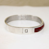 Substantial Mexican 950 Silver Bracelet with Red Inlay