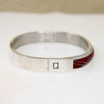 Substantial Mexican 950 Silver Bracelet with Red Inlay