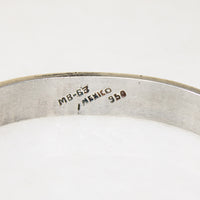Substantial Mexican 950 Silver Bracelet with Red Inlay
