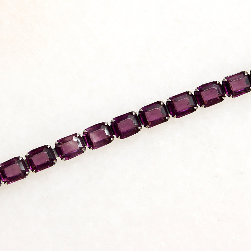 Playful Purple Glass in Silver Link Bracelet