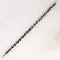Playful Purple Glass in Silver Link Bracelet