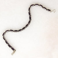 Playful Purple Glass in Silver Link Bracelet