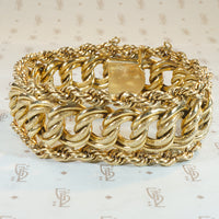 Heavy 14k Gold Curb & Rope Chain Bracelet