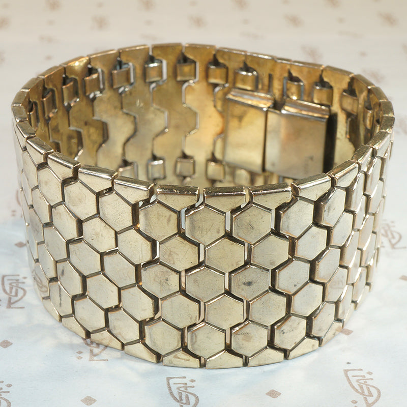 Retro Supple Honeycomb Link Bracelet by Trifari