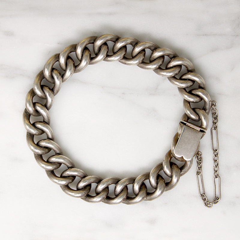 Engraved Silver Curb Link Bracelet