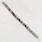 Architectural Art Deco Garnet & Sterling Bracelet