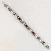 Architectural Art Deco Garnet & Sterling Bracelet