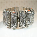 Auspicious Bat & Cloud Chinese Silver Bracelet 