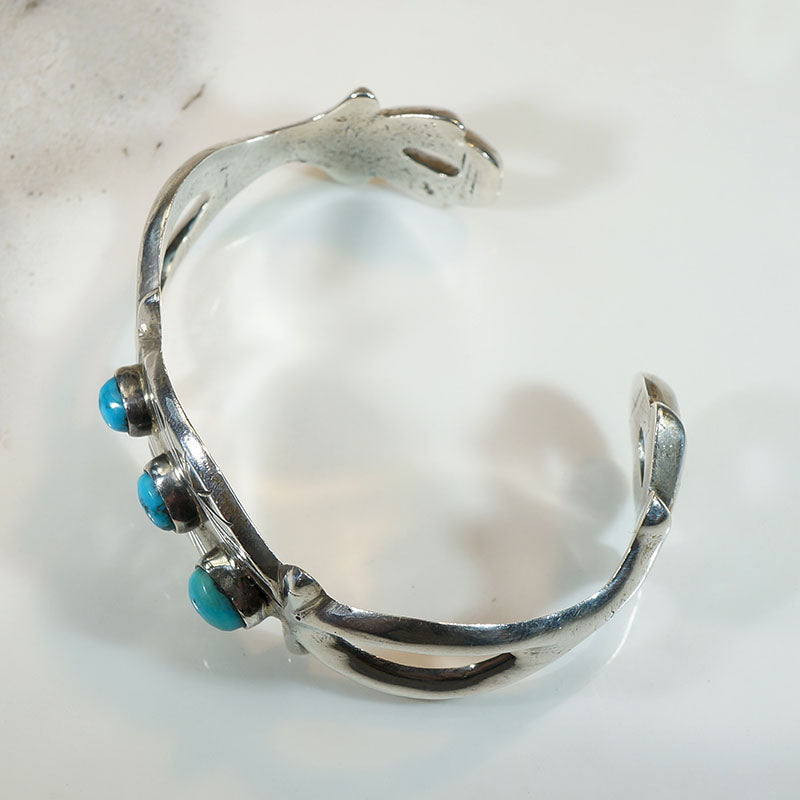 Sand Cast Sterling & Turquoise Petite Cuff Bracelet