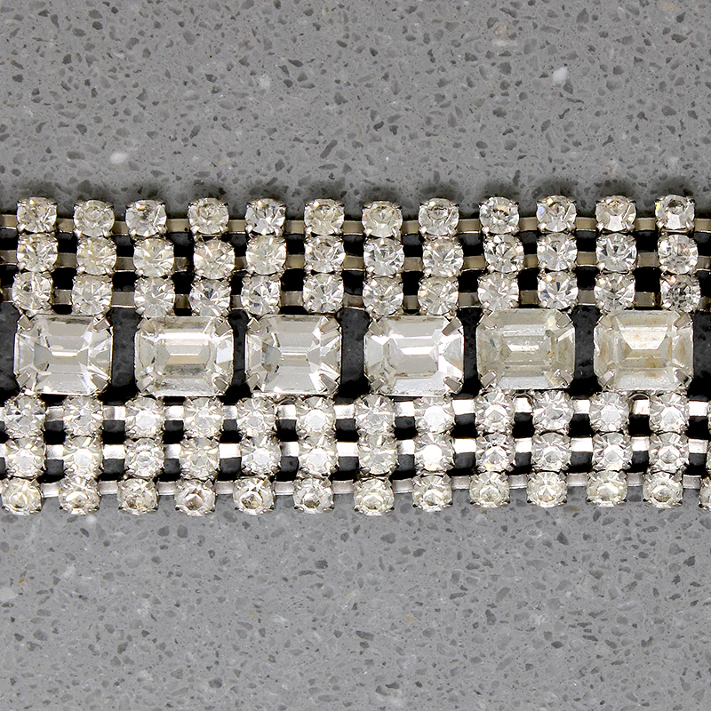 Fabulous Costume Bracelet with Round & Emerald Cut Rhinestones