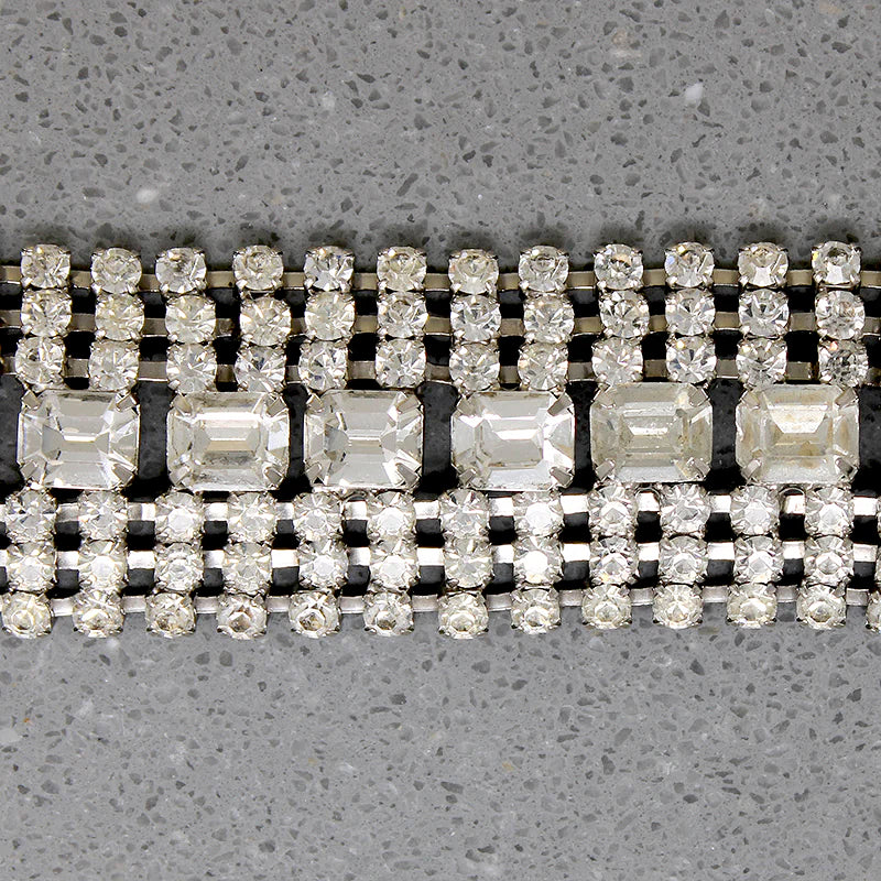 Fabulous Costume Bracelet with Round & Emerald Cut Rhinestones