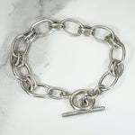 Handsome Sterling Link Bracelet with Toggle Clasp