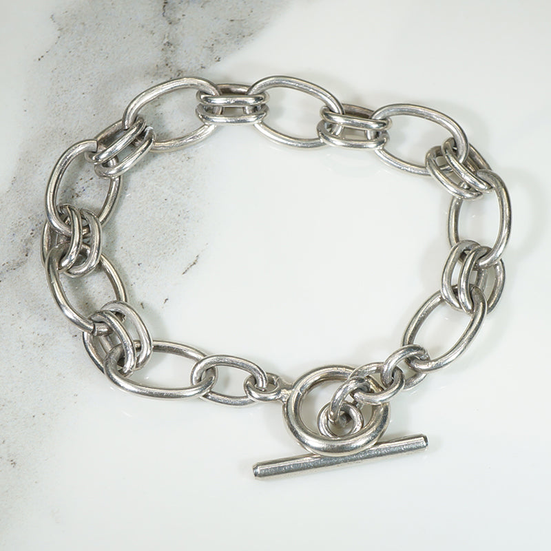 Handsome Sterling Link Bracelet with Toggle Clasp