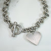 Sterling Cable Link Bracelet with Toggle & Heart Charm