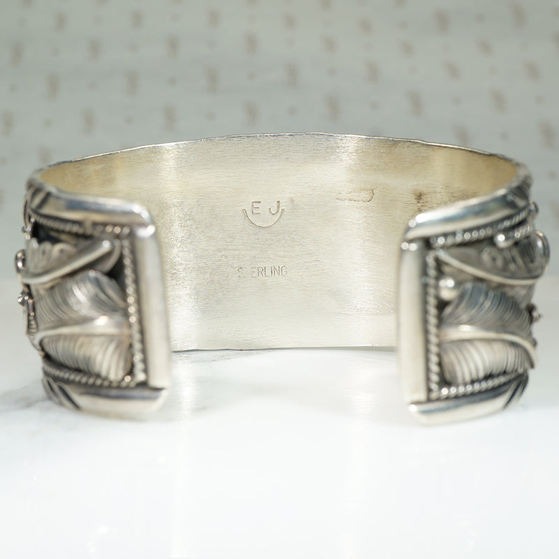 Navajo Eagle Cuff in Sterling with Turquoise & Coral