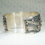 Navajo Eagle Cuff in Sterling with Turquoise & Coral