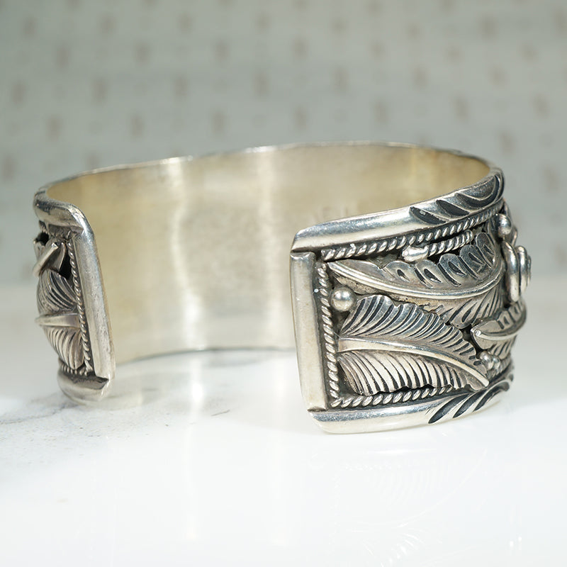 Navajo Eagle Cuff in Sterling with Turquoise & Coral