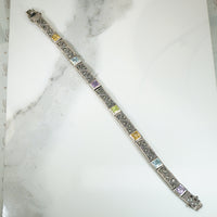 Deco-Style Gemstone & Marcasite Line Bracelet