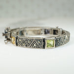 Deco-Style Gemstone & Marcasite Line Bracelet