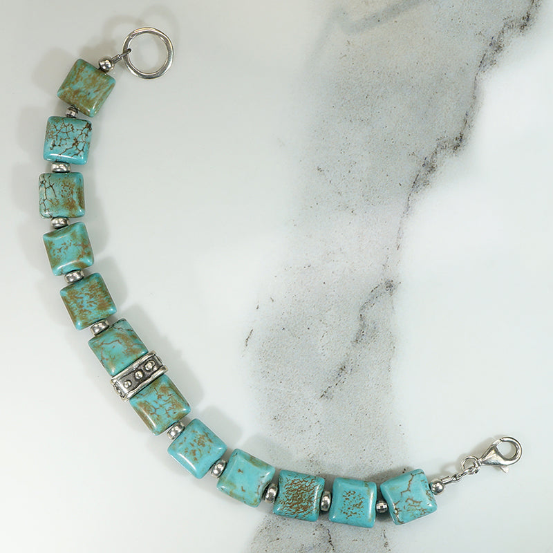 Beachy Turquoise & Sterling Bead Bracelet