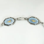 Gold & Blue Enameled Sterling Silver Bird Bracelet