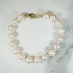 Creamy Cultured Pearl Bracelet with Gold Clasp