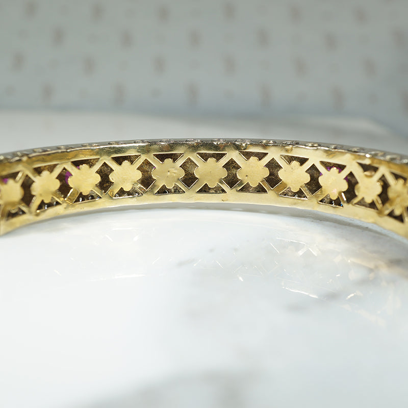 Indian Bangle Encrusted with Diamonds & Rubies