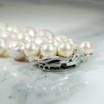 Glamorous Three-Strand Pearl Bracelet with Pearl & Diamond Clasp