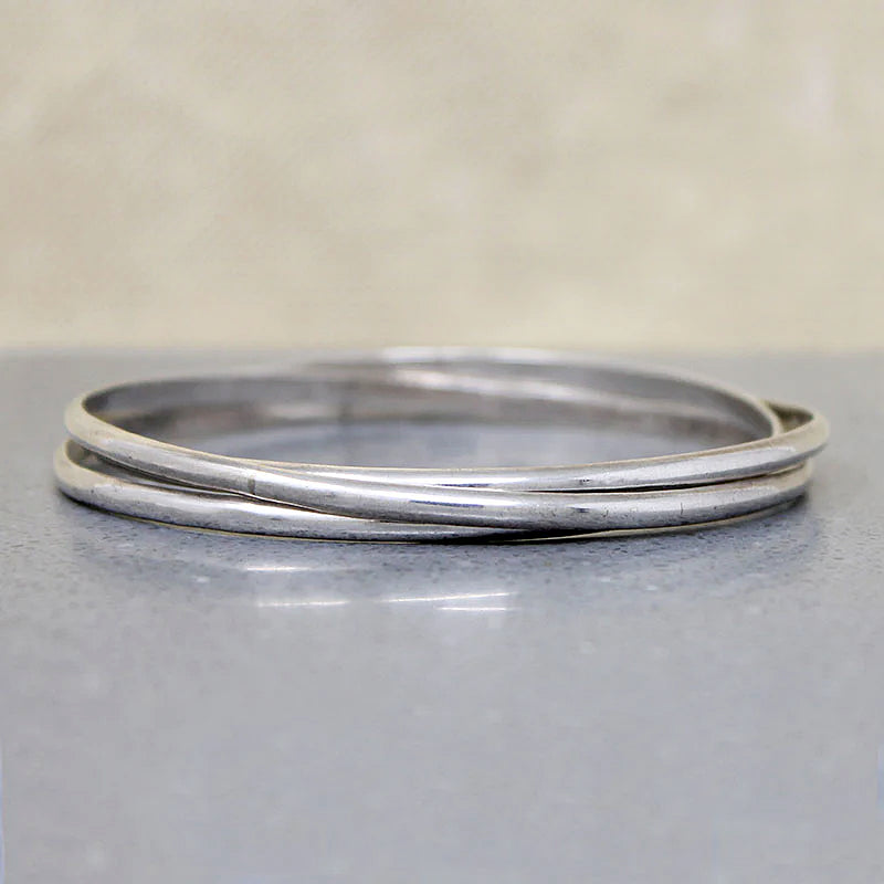 Three Sterling Silver Bangle "Stack" Bracelet