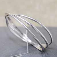 Three Sterling Silver Bangle "Stack" Bracelet